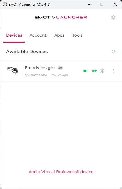 Connecting to Emotiv software